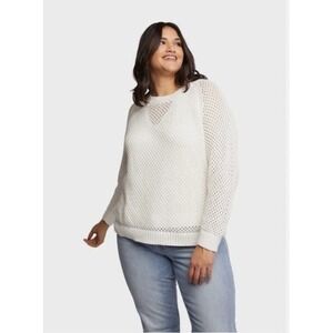 Women's ABLE Taylor Mesh Sweater Open Weave Organic Cotton Ivory Sweater Size 2X